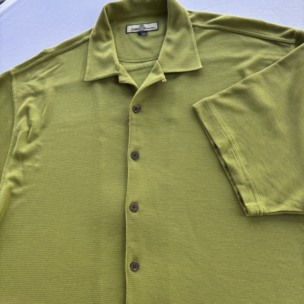 Tommy Bahama XL Men's Silk Blend Camp Shirt‎ Lime Green Button Front Casual